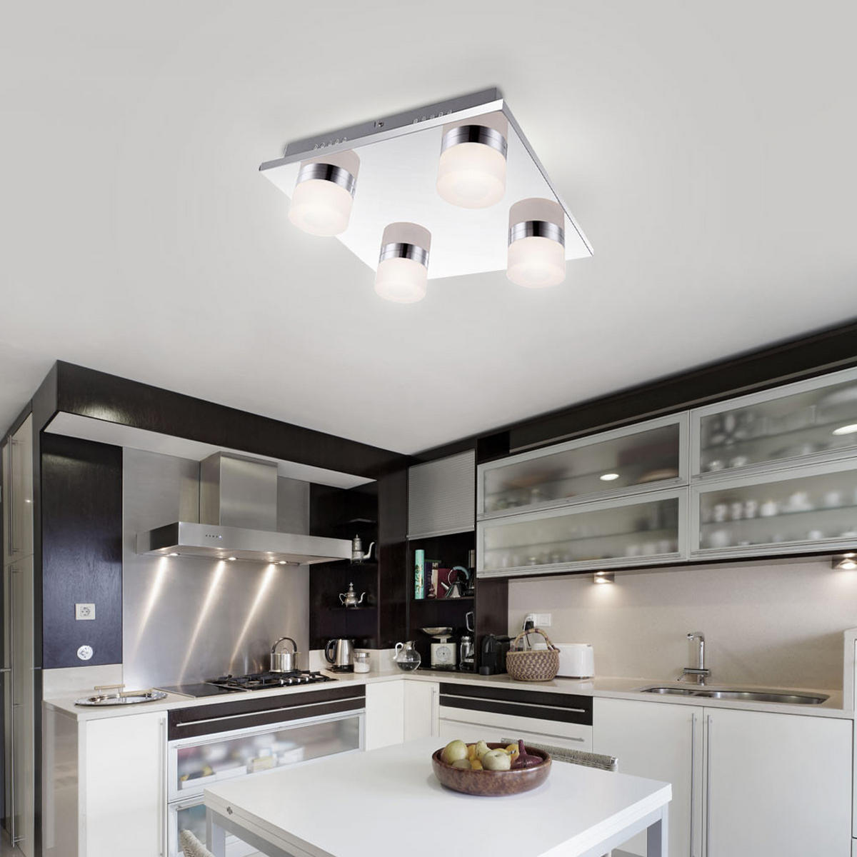 LED DECKENLEUCHTE PANAMERA Silber Chrom - Silberfarben, Metall (30/30/8cm) - Globo Lighting