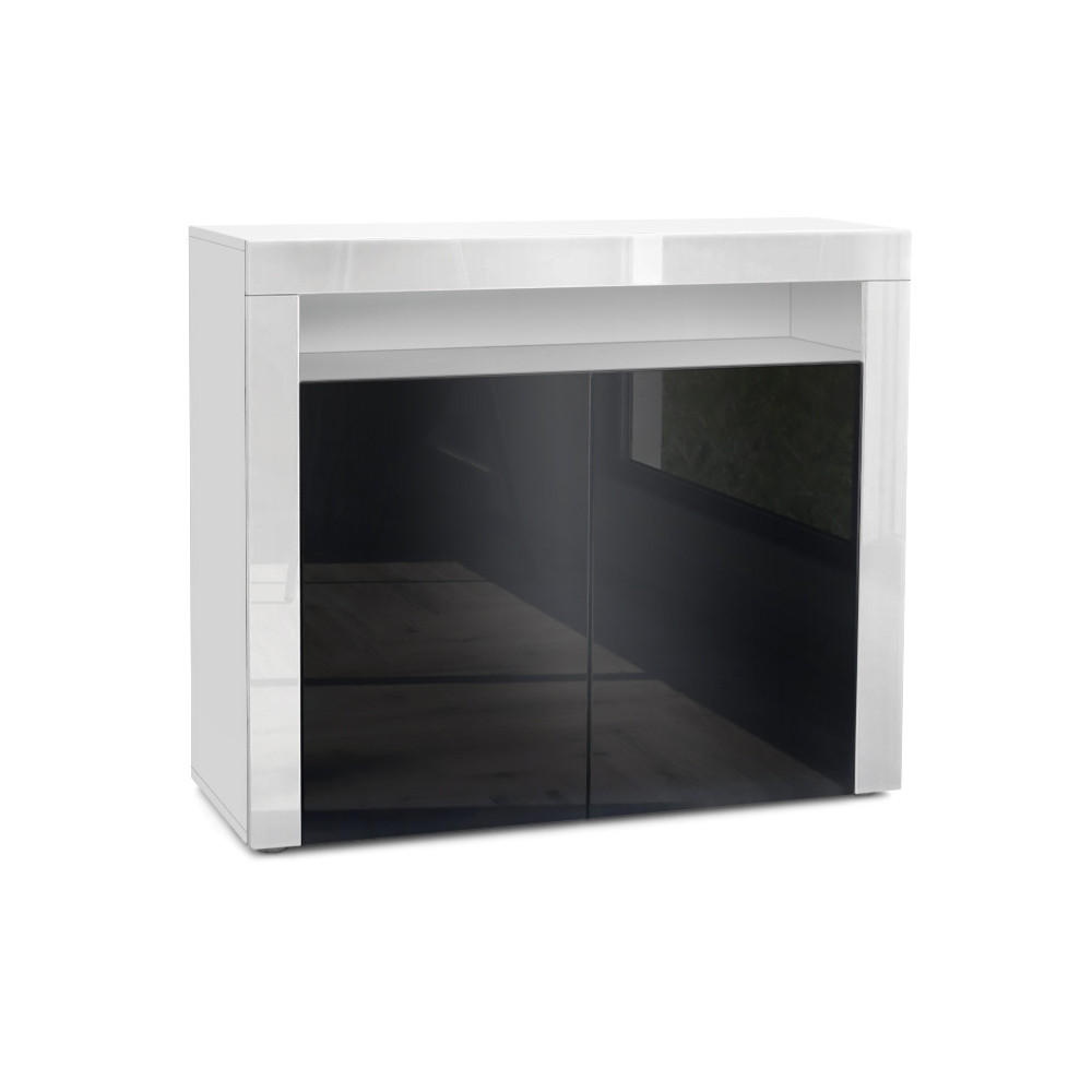 KOMMODE Valencia Schwarz Hochglanz / Weiß Hochglanz - Schwarz Hochglanz, Holzwerkstoff (108/92/40cm) - Vladon