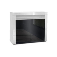 KOMMODE Valencia Schwarz Hochglanz / Weiß Hochglanz - Schwarz Hochglanz, Holzwerkstoff (108/92/40cm) - Vladon