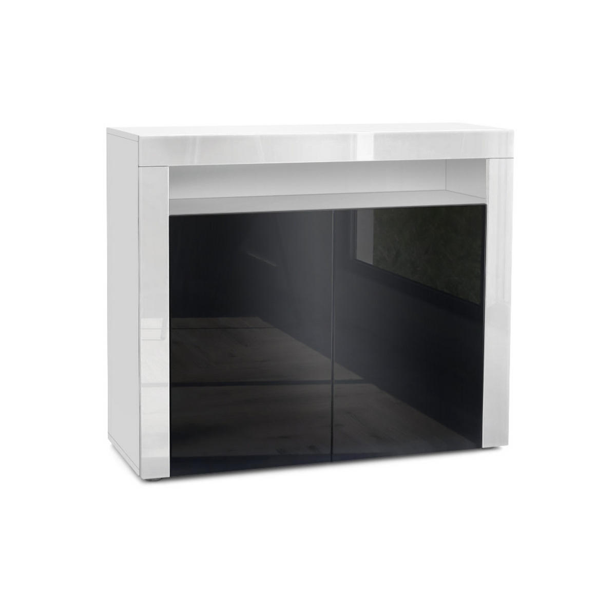 KOMMODE Valencia Schwarz Hochglanz / Weiß Hochglanz - Schwarz Hochglanz, Holzwerkstoff (108/92/40cm) - Vladon