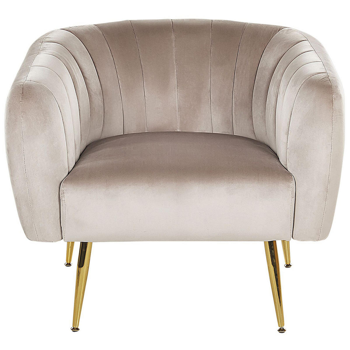 SESSEL Samtstoff Beige Laconia - Beige, Textil/Metall (85/72/62cm) - Beliani