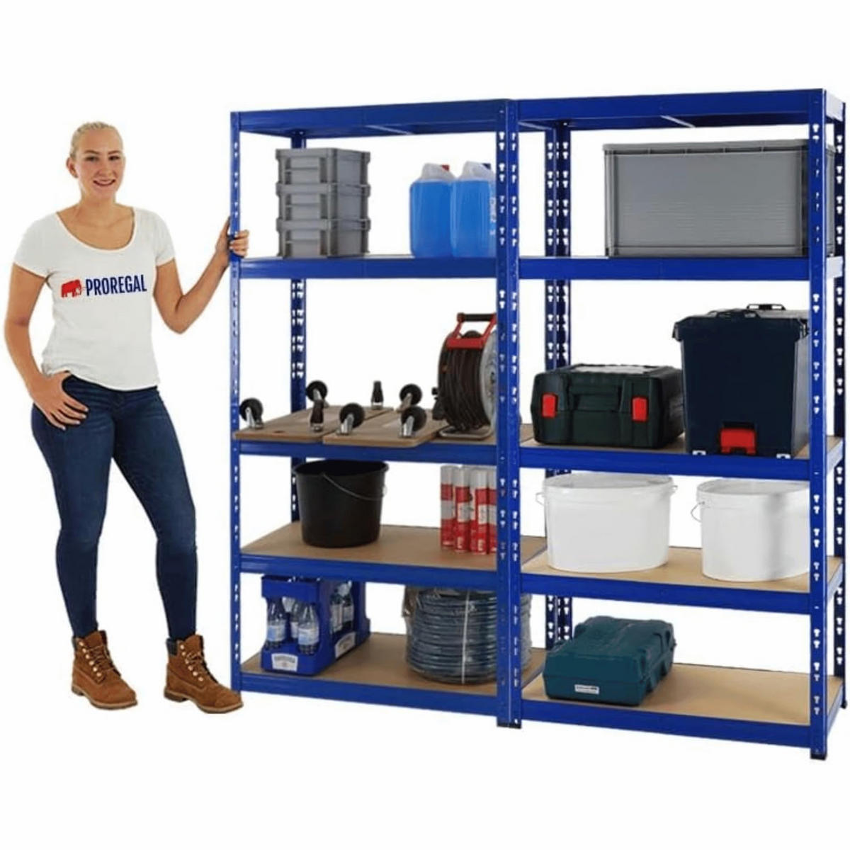 SCHWERLASTREGAL Tiger 2er-Set mit 2x 180x90x45 cm Fachlast 265 kg Blau - Blau, Metall (180/180/45cm) - PROREGAL