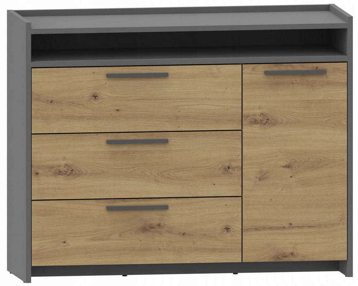 KOMMODE ALTIVO 1D3SWO Anthrazit-Artisan Eiche 101,6/35,9/80,6 cm - Anthrazit/Eiche Artisan, Holzwerkstoff (101.6/80.6/35.9cm) - Matkam Möbel