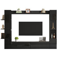 WOHNWAND mit TV-Schrank 245 x 30 x 170 cm 4-tlg. - Schwarz, Holzwerkstoff (30/170/245cm) - Beauniv