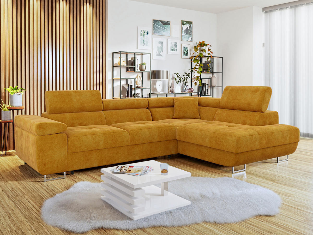 ECKSOFA Torezio, Seite: Rechts - Currygelb, Holz/Textil (274/203cm) - MIRJAN24