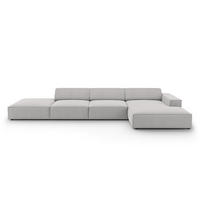 ECKSOFA rechts Jodie aus strukturiertem Stoff hellgrau 5 Sitzplätze - Hellgrau, Textil (166/341cm) - Micadoni