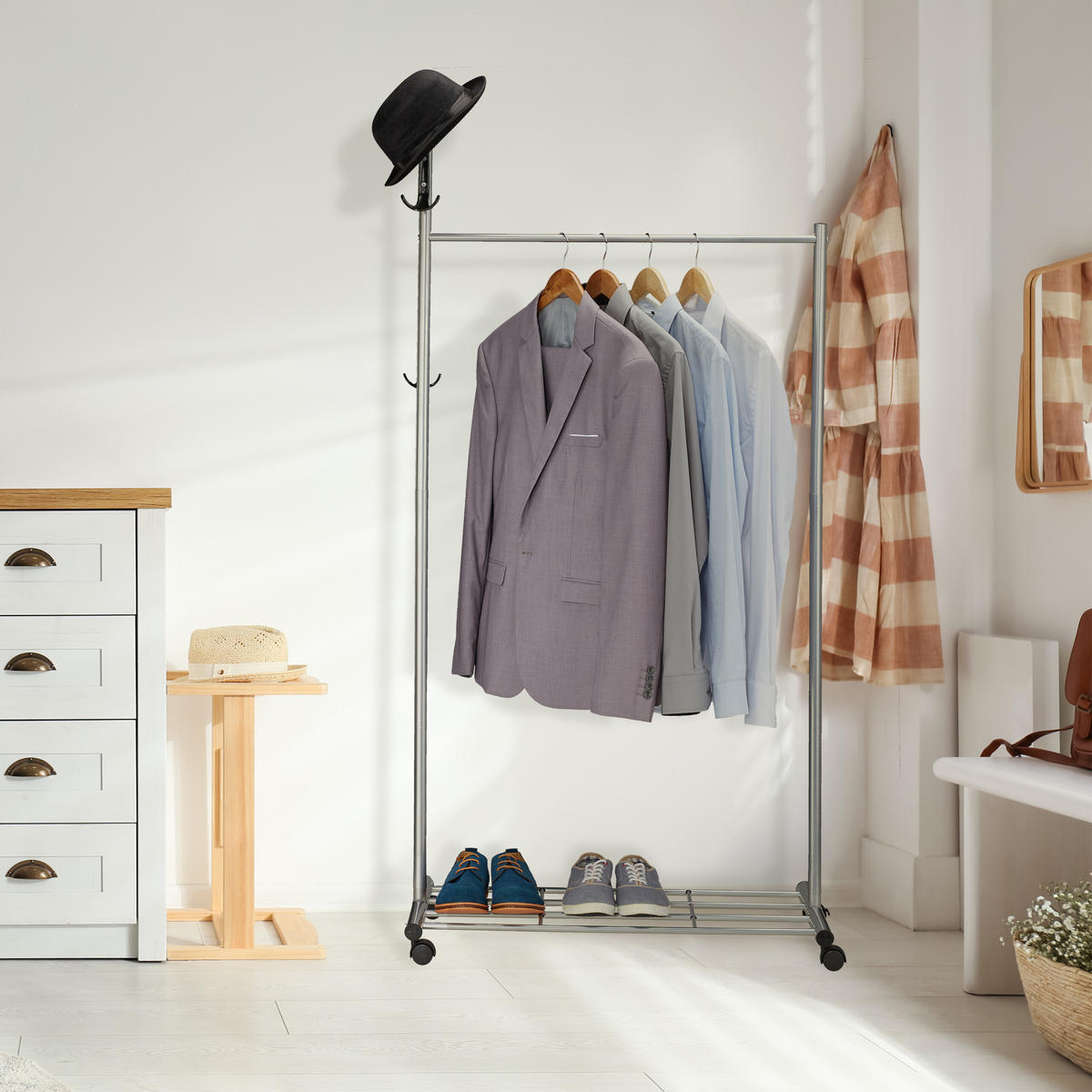GARDEROBE - Silberfarben, Kunststoff/Metall (80/165/44cm) - Relaxdays