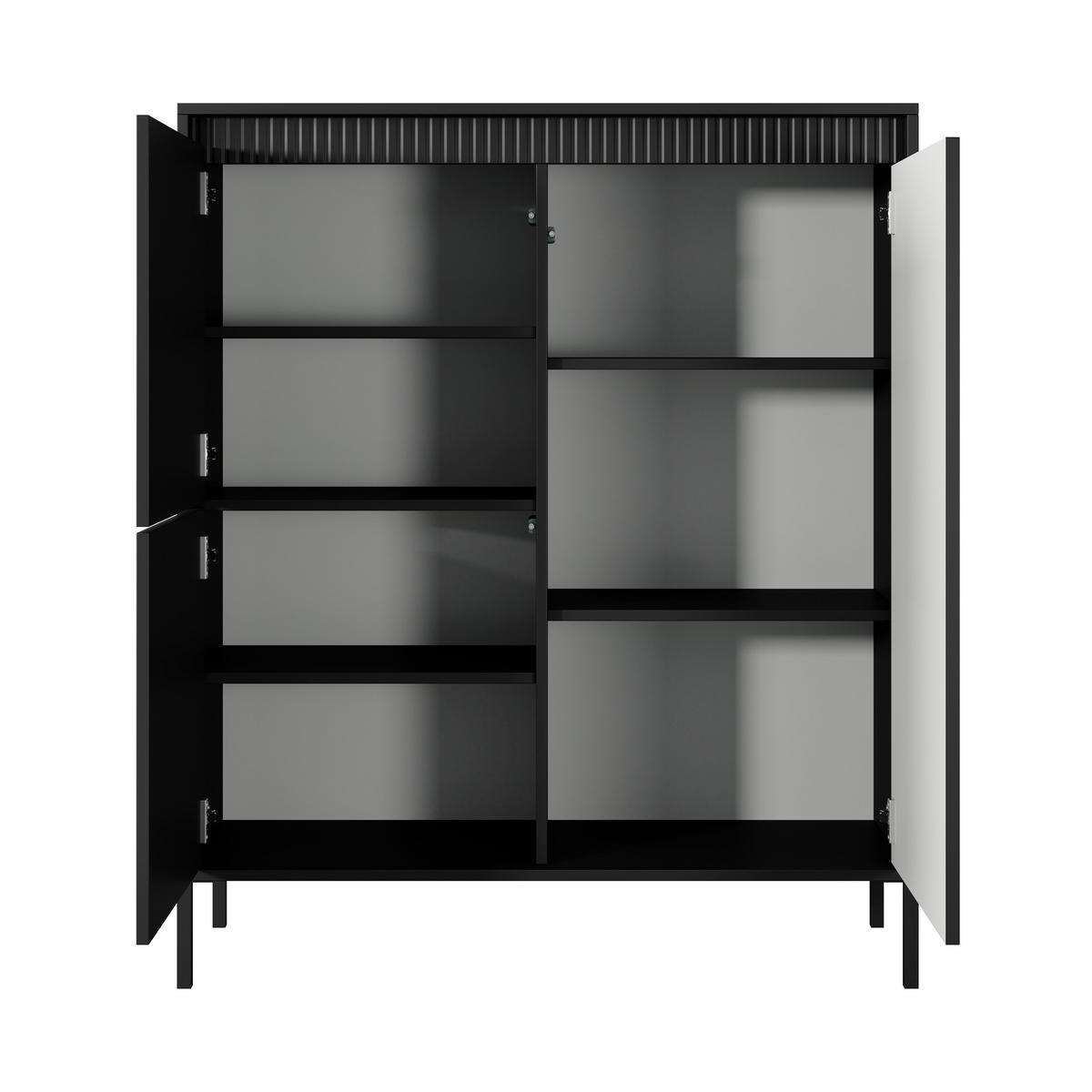 HIGHBOARD SENSATO 104/123/40 cm mit 3 Türen Schwarz - Schwarz, Holzwerkstoff (104/123/40cm) - MASSENO