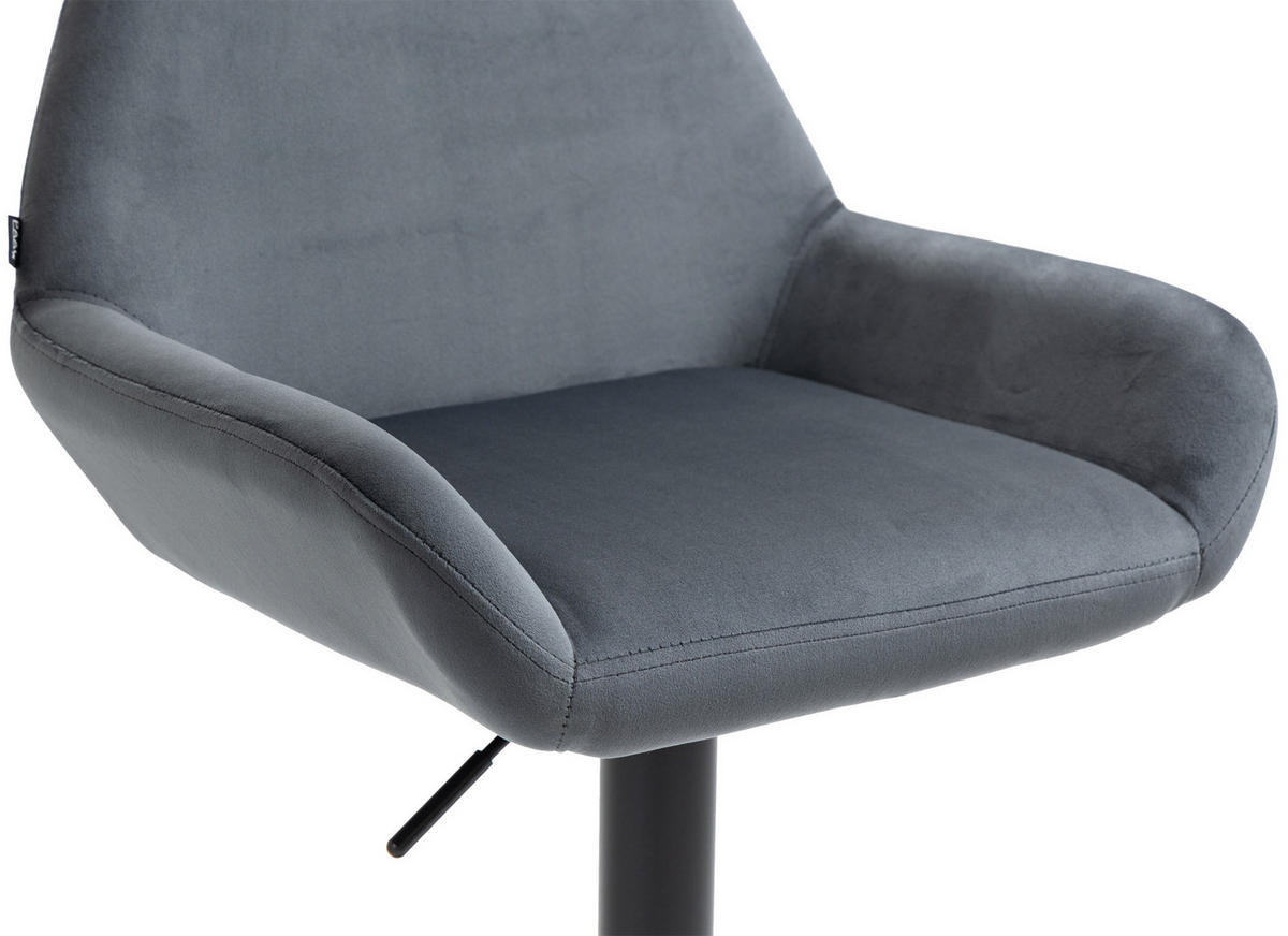 BARHOCKER 2er Set Samt Dunkelgrau - Dunkelgrau/Schwarz, Textil/Metall (51/89/52cm) - CLP