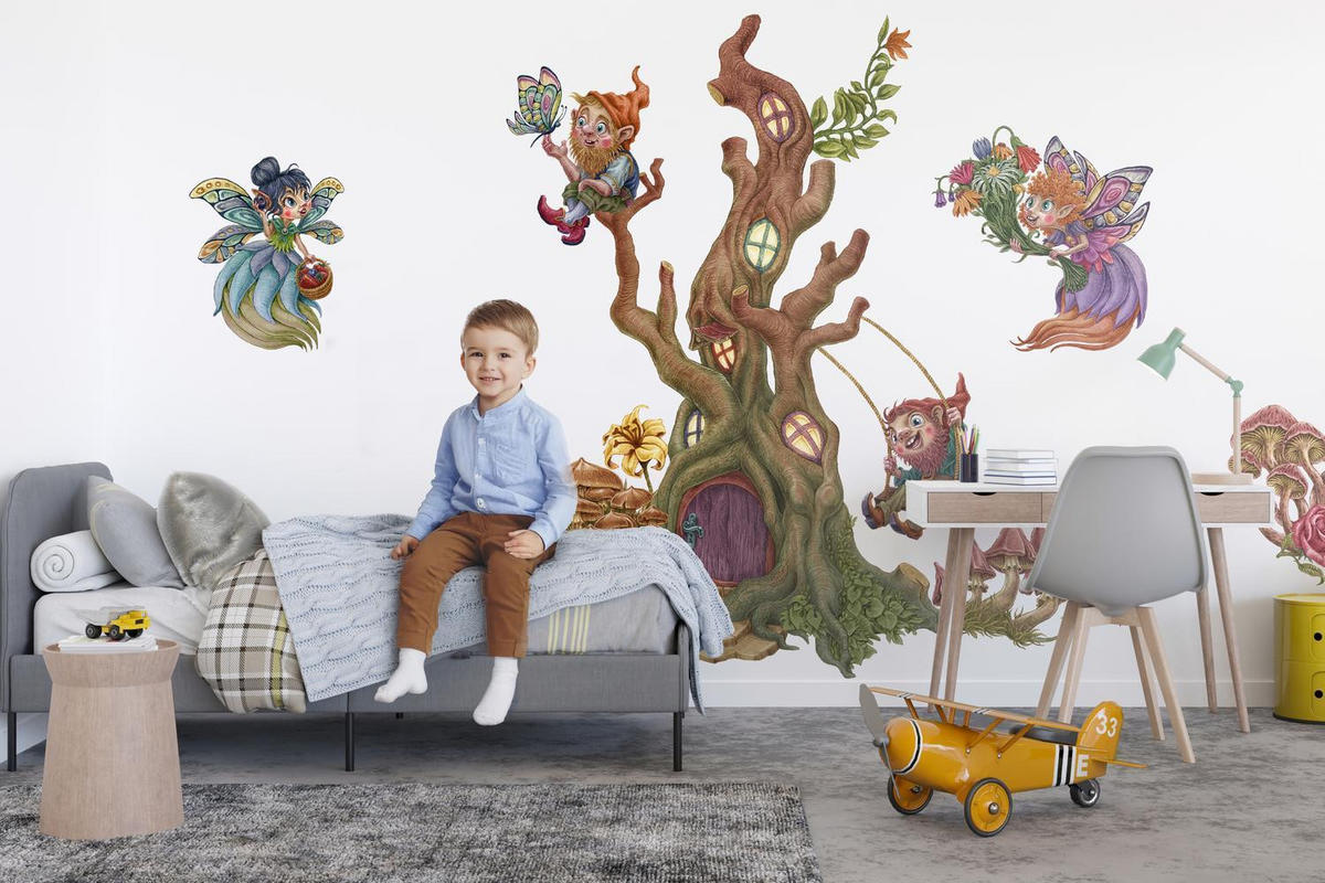 WANDAUFKLEBER 100x104cm - Feenwald - Multicolor, Kunststoff (100/104/0.1cm) - Wallfluent