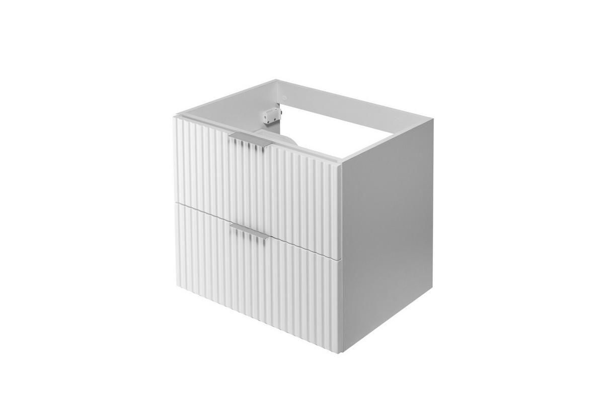 WASCHBECKUNTERSCHRANK, Weiß, 60 x 57 x 46 cm, Griff silber, ohne Arbeitsplatte - Silberfarben/Weiß, Holzwerkstoff (60/57/46cm) - 3XE LIVING