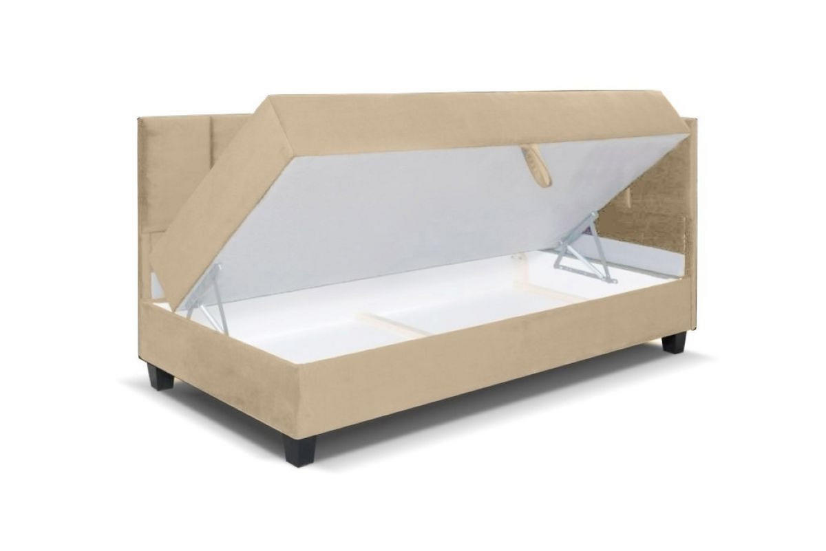 BOXBETT Kinderbett Eryk 80x200 cm mit Matratze und Bettkasten, rechts, beige - Beige, Kunststoff (80/200cm) - Margaret Hadas24