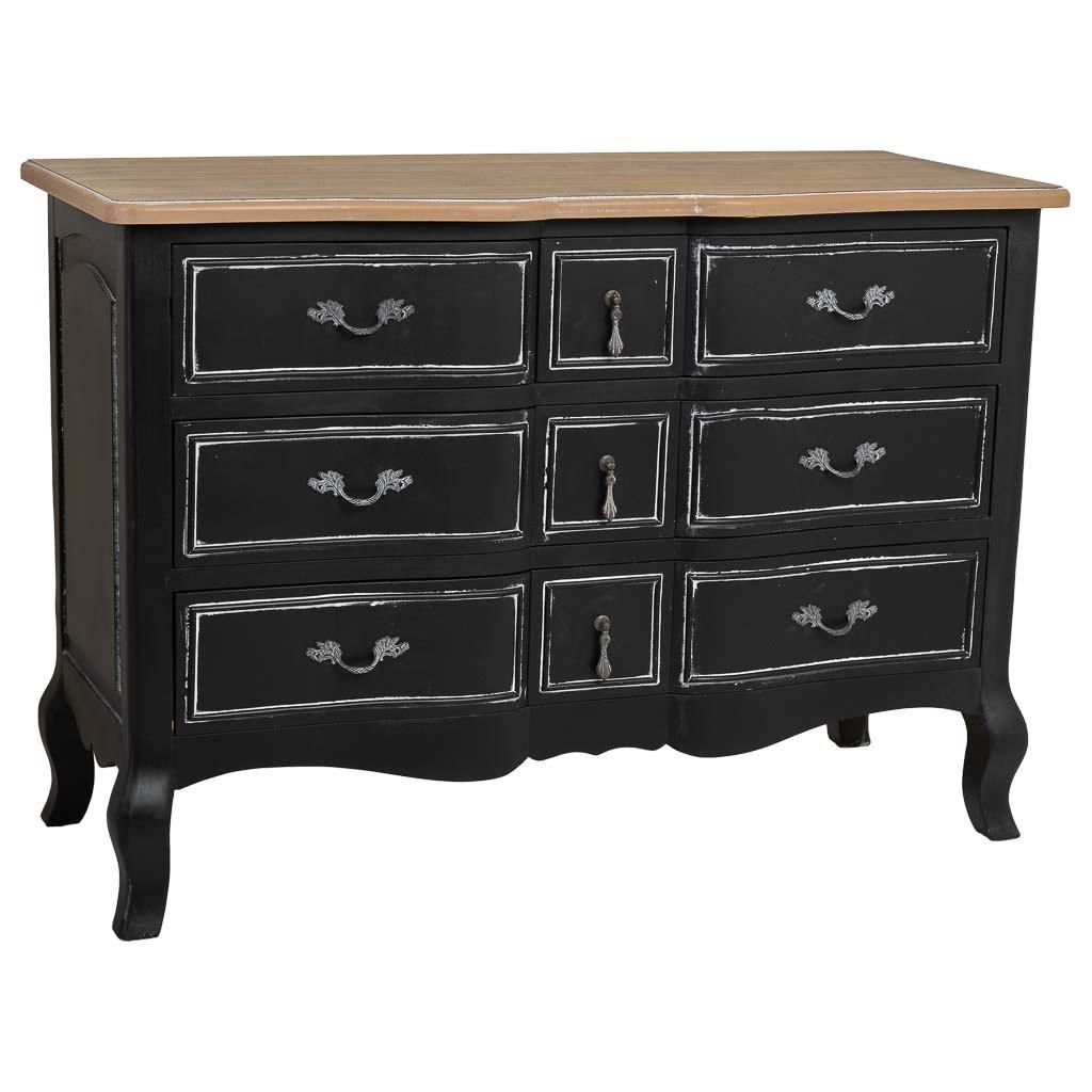 LACKIERTE Holzkommode mit 9 Schubladen 120x51x84 cm - Schwarz, Holz (120/84/51cm) - Wanderlust