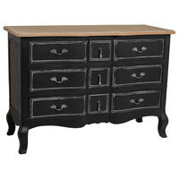 LACKIERTE Holzkommode mit 9 Schubladen 120x51x84 cm - Schwarz, Holz (120/84/51cm) - Wanderlust