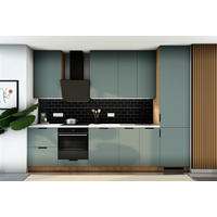 KÜCHENZEILE Sorento Grün & Sonoma Eiche – 320 cm – KÜ-SORENTO3-001 - Grün, Holzwerkstoff (320/247/58cm) - ROYAL24_MARKT