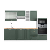 KÜCHENZEILE Fame-Line Grün-Gold Landhaus/Weiß 280 cm, AP Eiche - Weiß/Grün, Holzwerkstoff (280/81.6/60cm) - Vicco