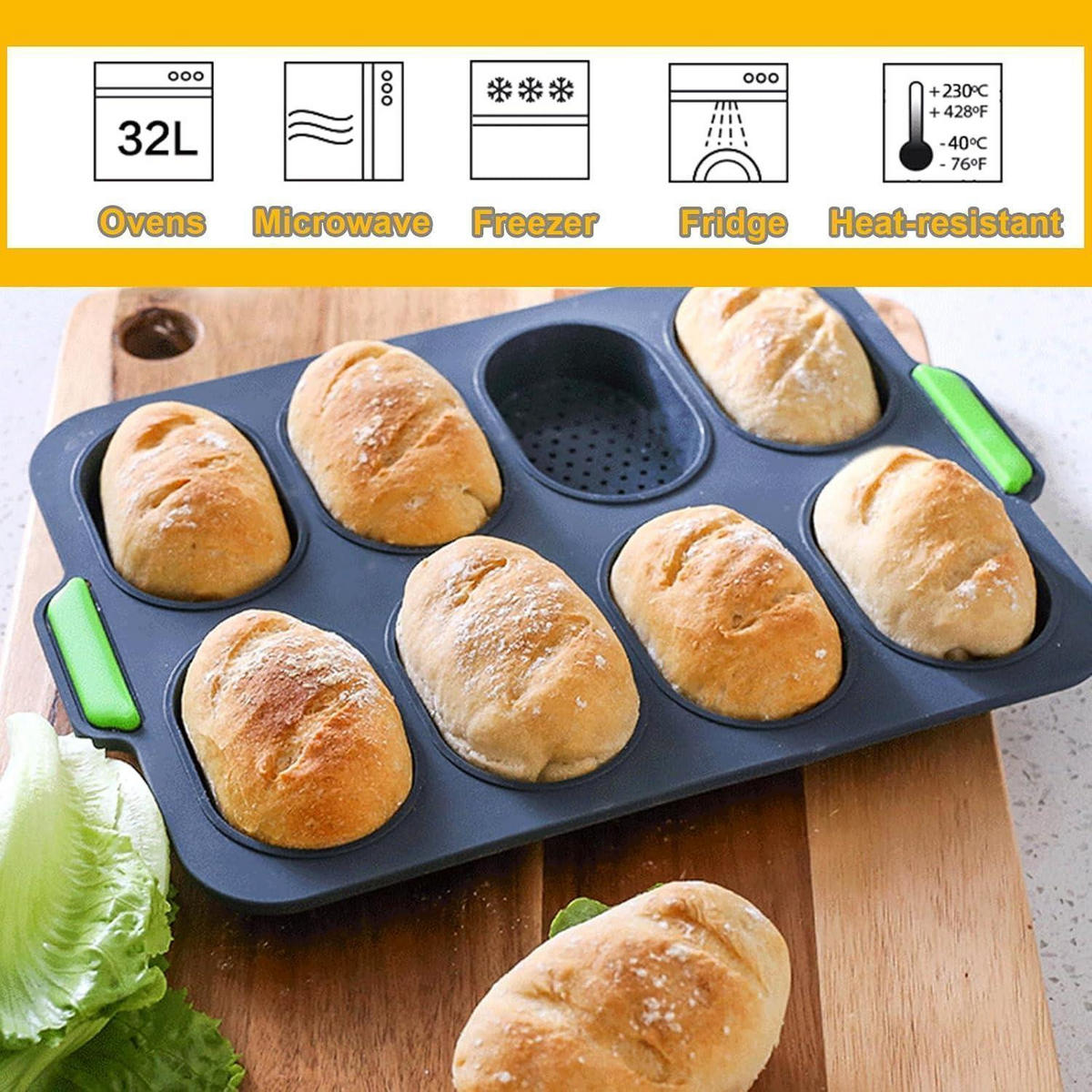 BROTBACKFORM 3-teiliges Set Silikon Non-Stick Hitzebeständig - Schwarz, Kunststoff (23.8/6.5/34.5cm)