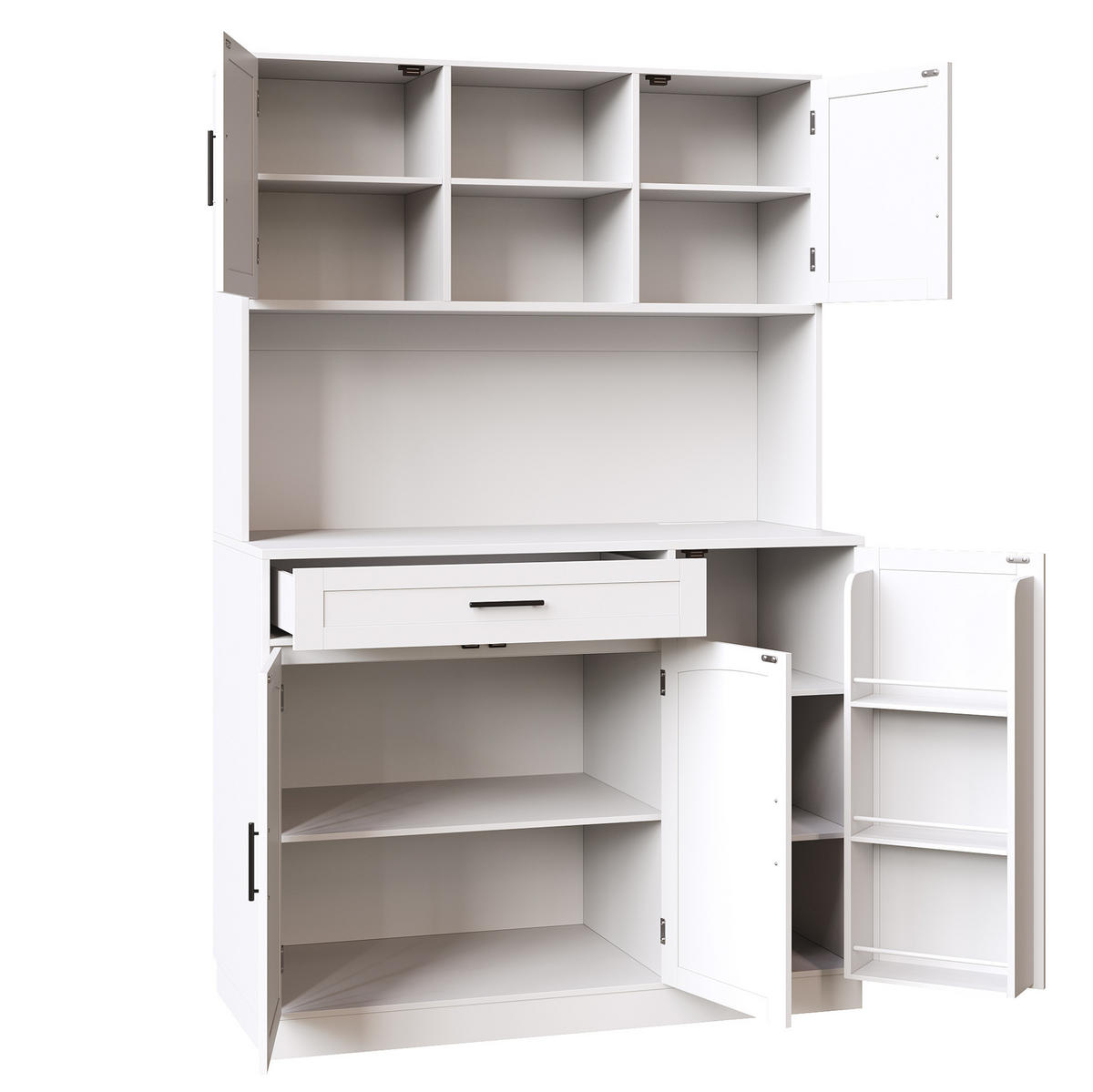 ANRICHTE 110/38/180 cm in Weiß mit LED-Beleuchtung und Steckdosenleiste - Weiß, Holzwerkstoff (110/180/38cm) - Flora Grace