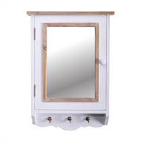 SCHLÜSSELSCHRANK PAULA mit Spiegel und 3 Haken weiß-natur - Weiß, Holz (34/48/10cm) - DESIGN DELIGHTS