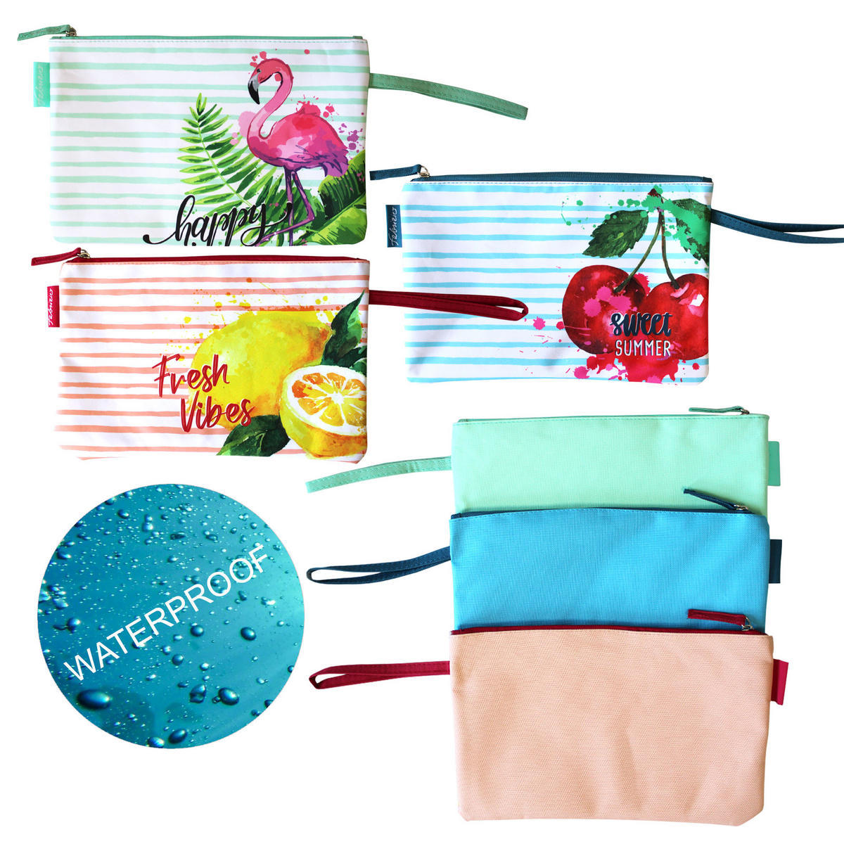 BIKINI WETBAG Fresh Vibes Lachs Badetasche wasserdichte Nasstasche - Rosa, Kunststoff (20/20/30cm) - TiborTex