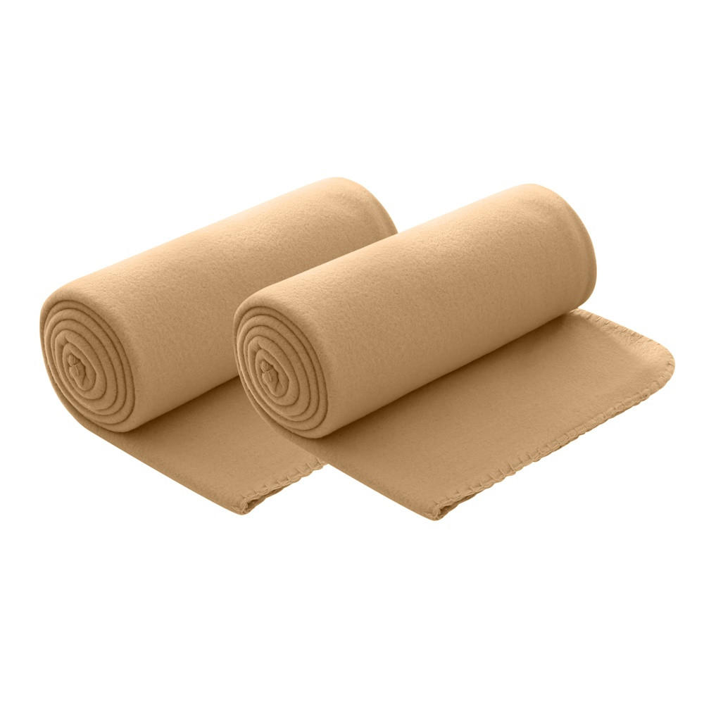 FLEECEDECKE 2er Set beige 130/160 cm Kettelrand Anti-Pilling - Beige, Textil (130/160cm) - wometo