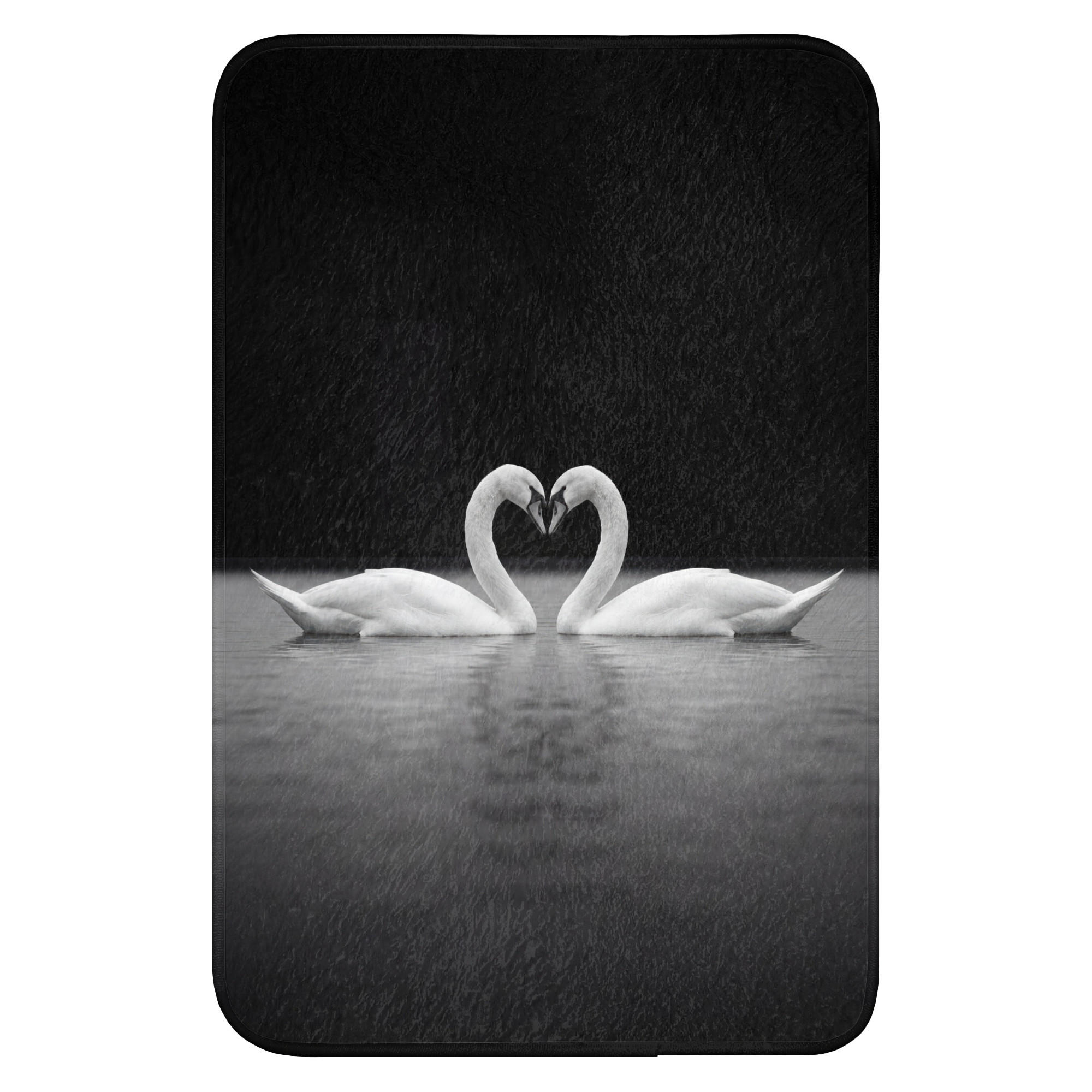 OnlyWow WC PŘEDLOŽKA Labutě - srdce - černá - bílá 40x60 cm