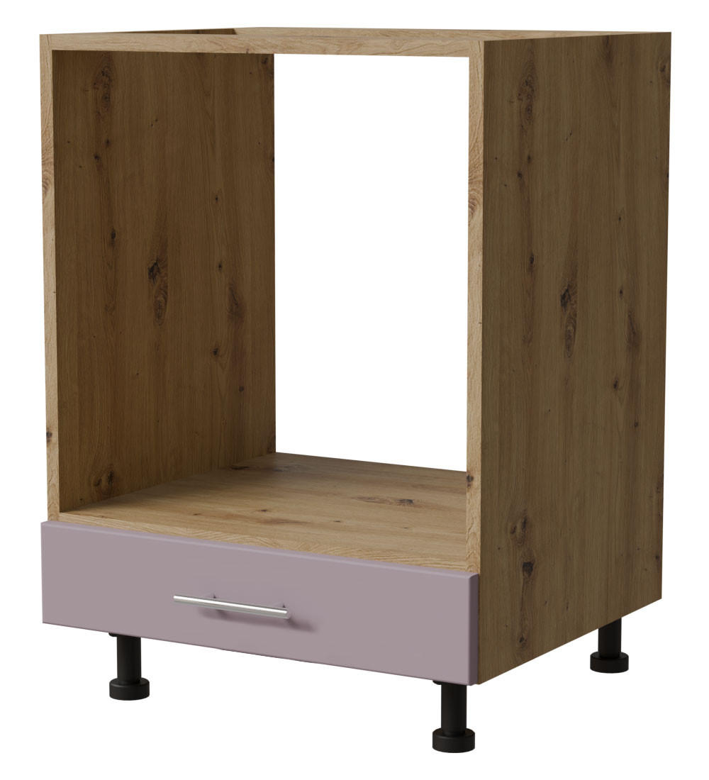 HERDUMBAUSCHRANK Bari D11K/60 Eiche Artisan / RAL 4009 pastellviolett 60 / 50 / 82cm - Violett/Eiche Artisan, Holz/Holzwerkstoff (60/82/50cm) - Feldmann-Wohnen