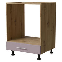 HERDUMBAUSCHRANK Bari D11K/60 Eiche Artisan / RAL 4009 pastellviolett 60 / 50 / 82cm - Violett/Eiche Artisan, Holz/Holzwerkstoff (60/82/50cm) - Feldmann-Wohnen