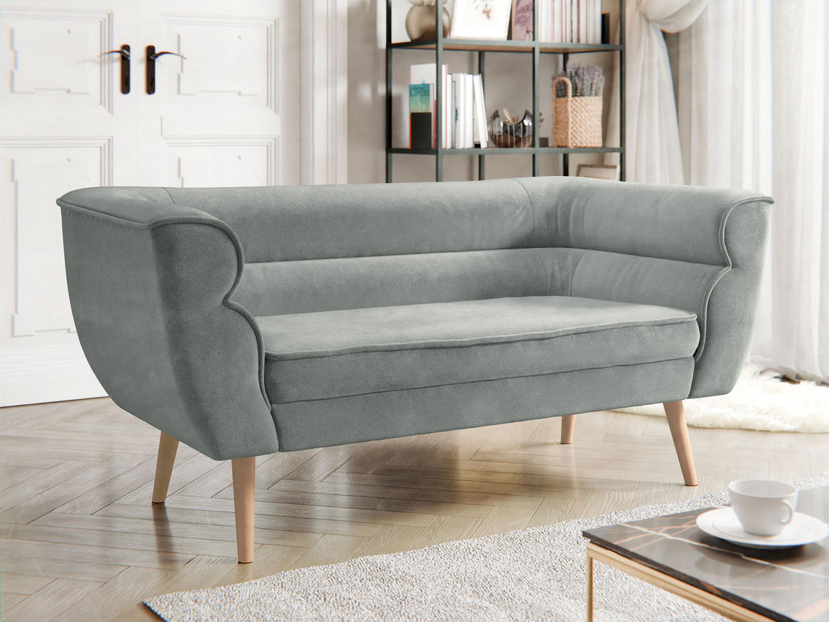 SOFA Bal 2 - Naturfarben/Grau, Holz/Textil (142/75/74cm) - MIRJAN24