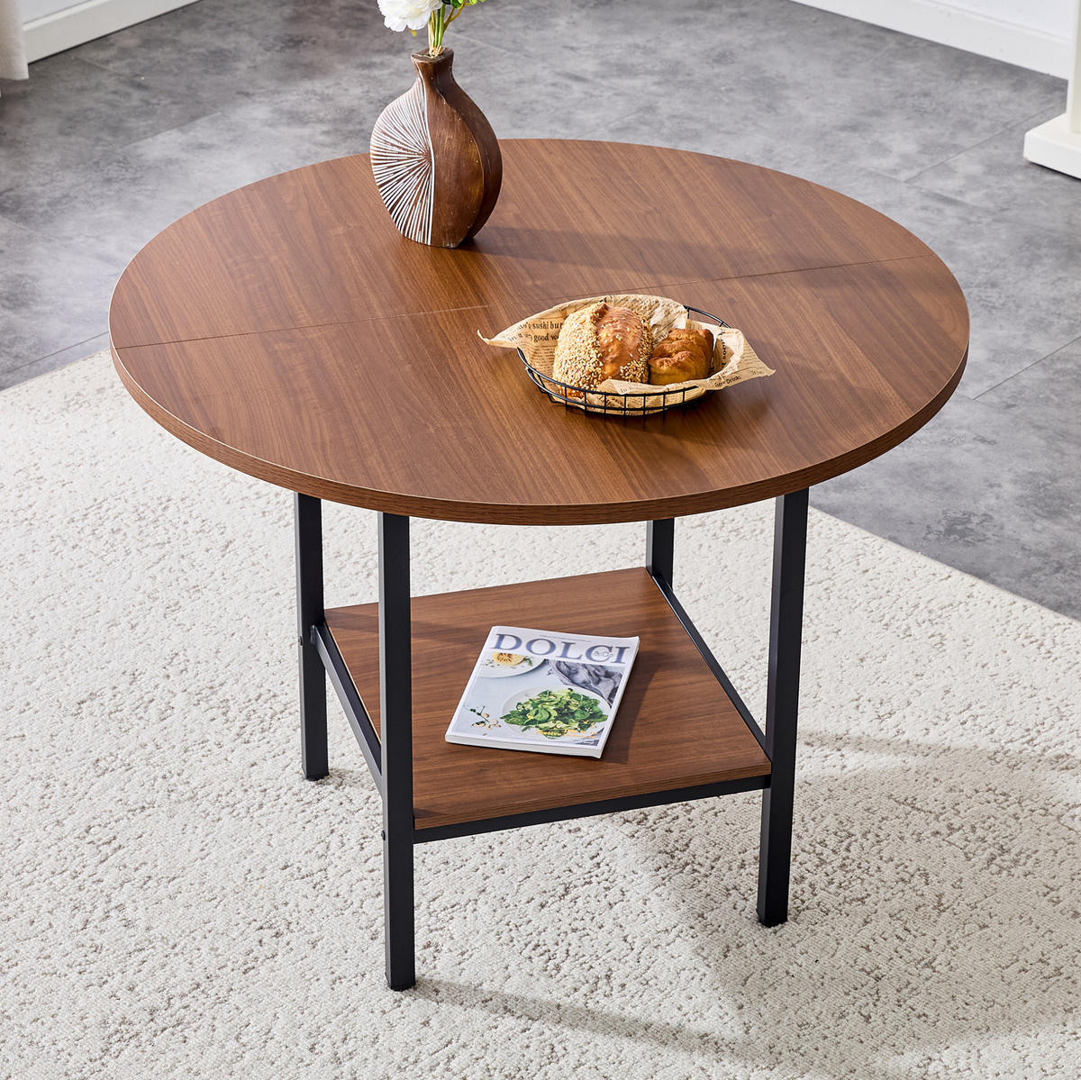 ESSTISCH 100/100/77 cm walnuss aus MDF mit Ablage - Walnussfarben, Holzwerkstoff (100/100/77cm) - OKWISH