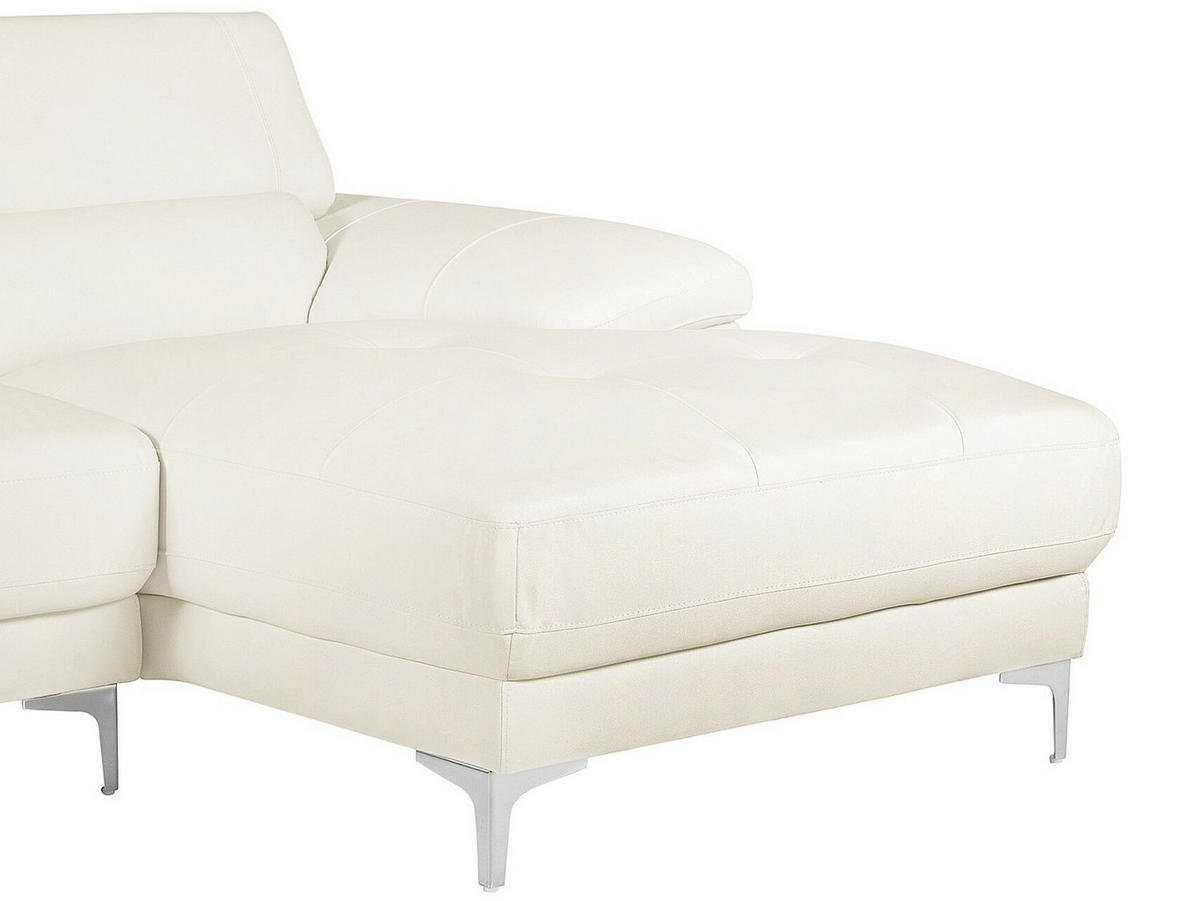 ECKSOFA - Ecke Rechts - Leder - Weiß - SOLANGE - Weiß, Leder (265/167cm) - Vente-Unique