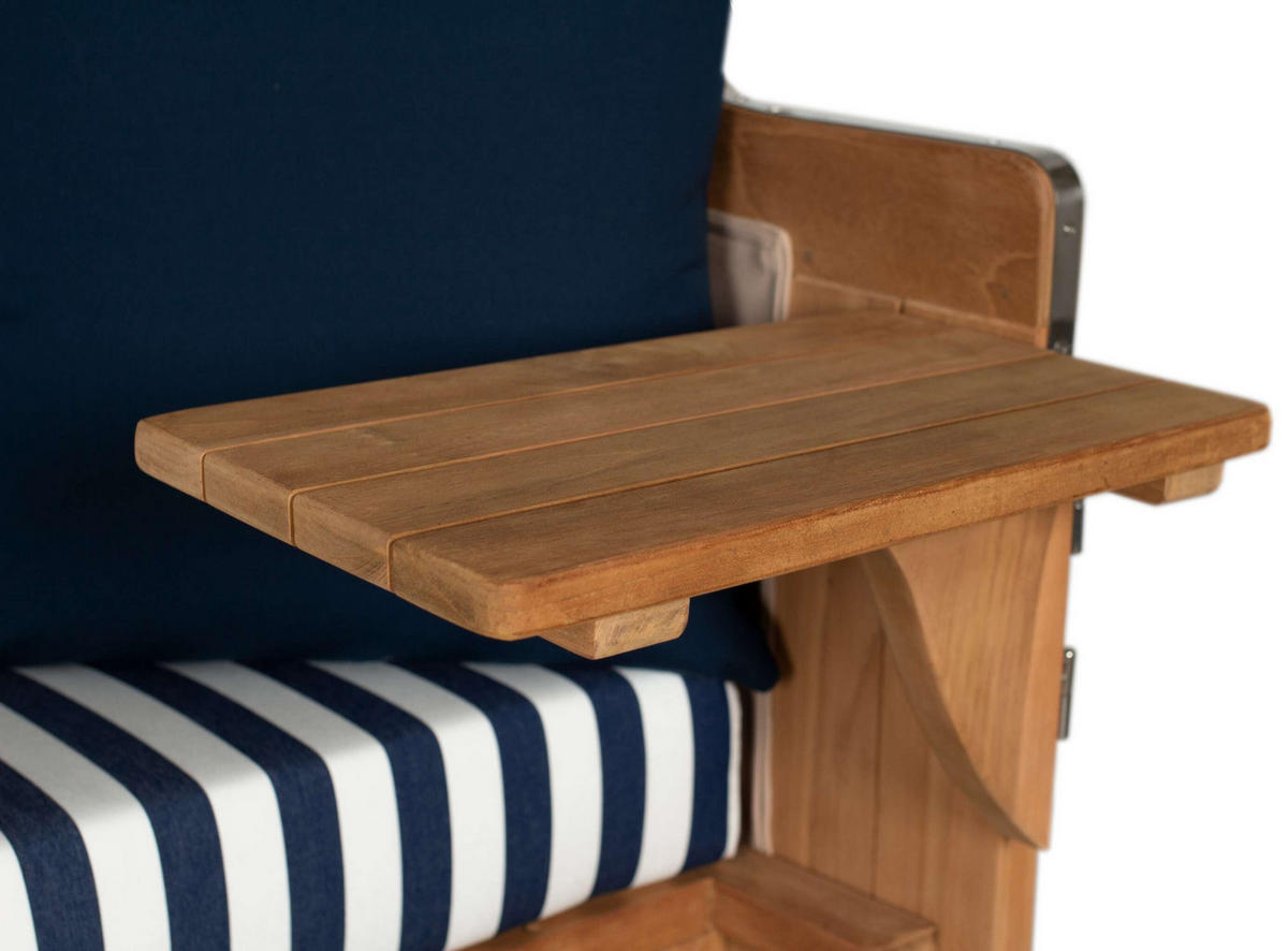 STRANDKORB XXL Düne Grande Teak Banana - Blau/Braun, Metall (142/170/95cm) - Mr. Deko