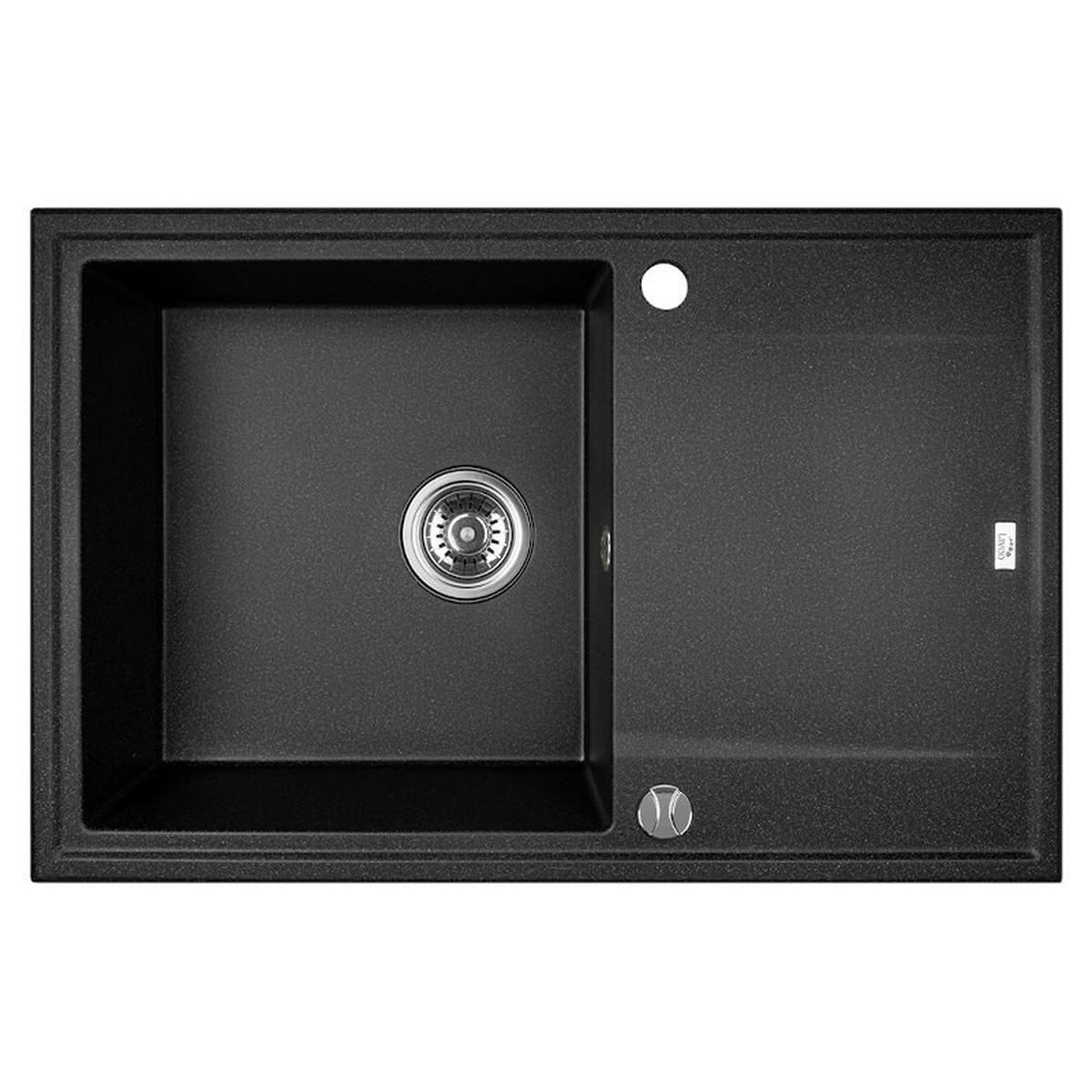 EINBAUSPÜLE Megalo Schwarz, Einzelbecken, 50/78/18,5 cm - Schwarz, Stein (50/18.5/78cm) - bad land