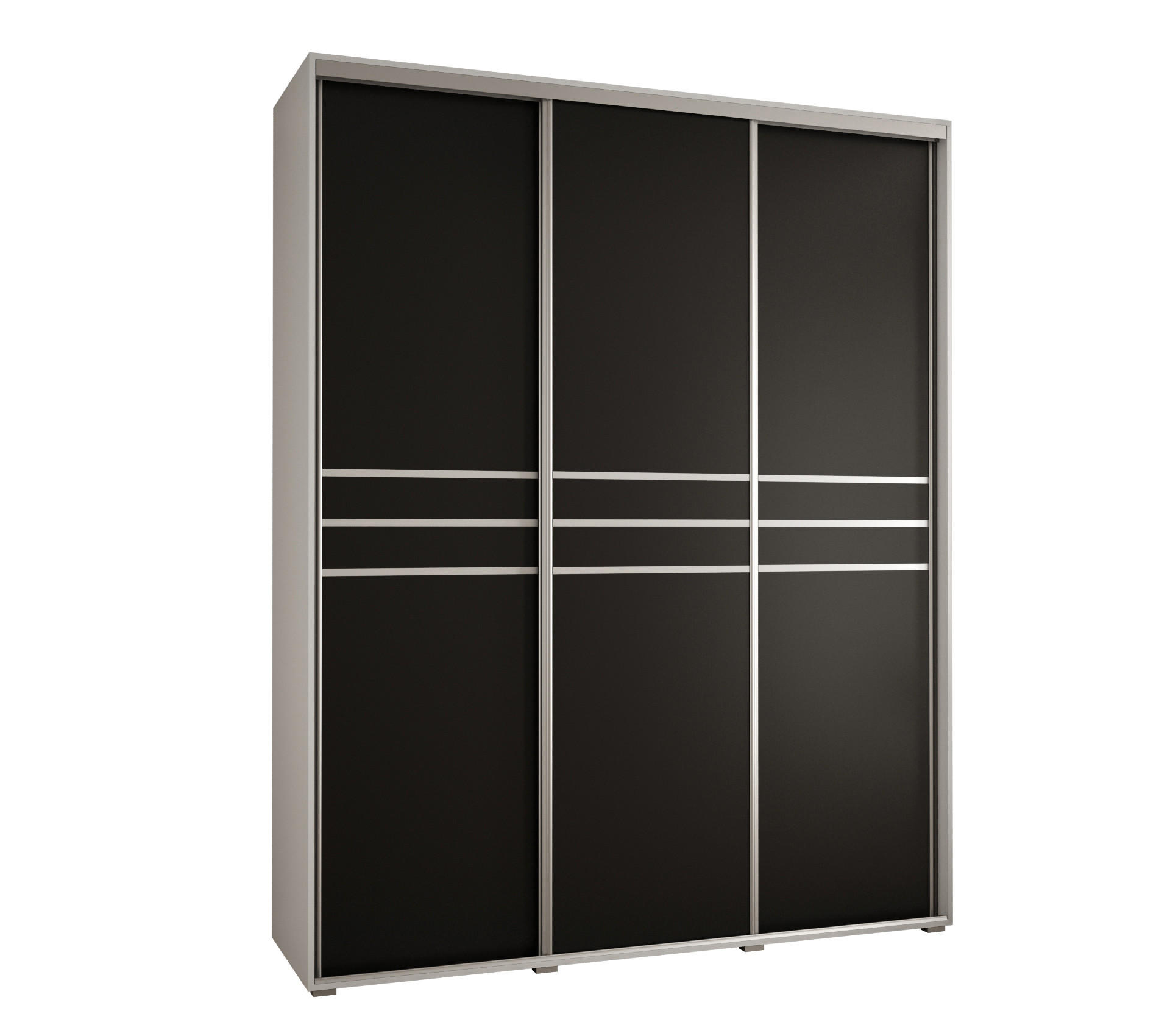 Abiks Möbel Schwebetürenschrank Weiß, Schwarz, Silber 200x235x45 cm