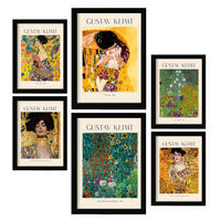 POSTER Set Mit 6 Klimt Posterblatt 1 Malergalerie A3 & A4 Schwarzer Rahmen - Schwarz, Papier (29/3cm) - Nacnic
