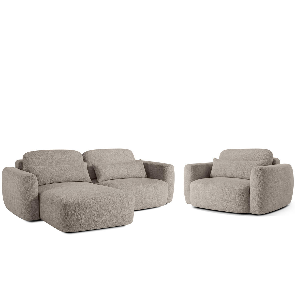 SITZGARNITUR ELOSA - Grau, Holz/Textil (245/85/165cm) - KONSIMO®