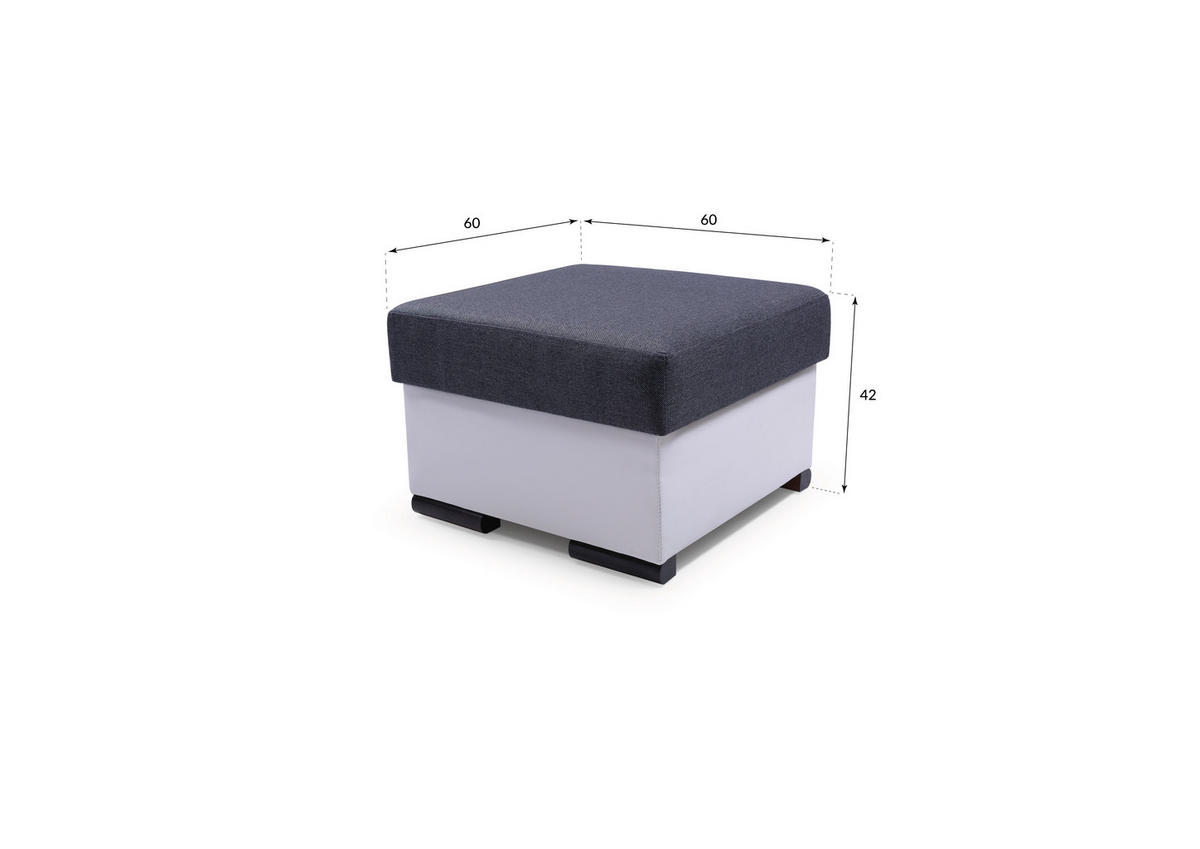 MASSENO Sitzhocker ITERO, Modern Polsterhocker, Fußhocker Grau - Grau, Holzwerkstoff/Textil (60/42/60cm) - MASSENO