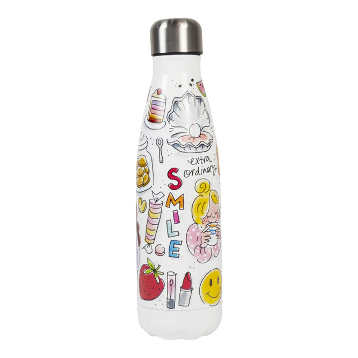 THERMOSFLASCHE Glückliche Stunde in Bunt - 500 ml - Multicolor, Metall (0.5L) - Blond Amsterdam