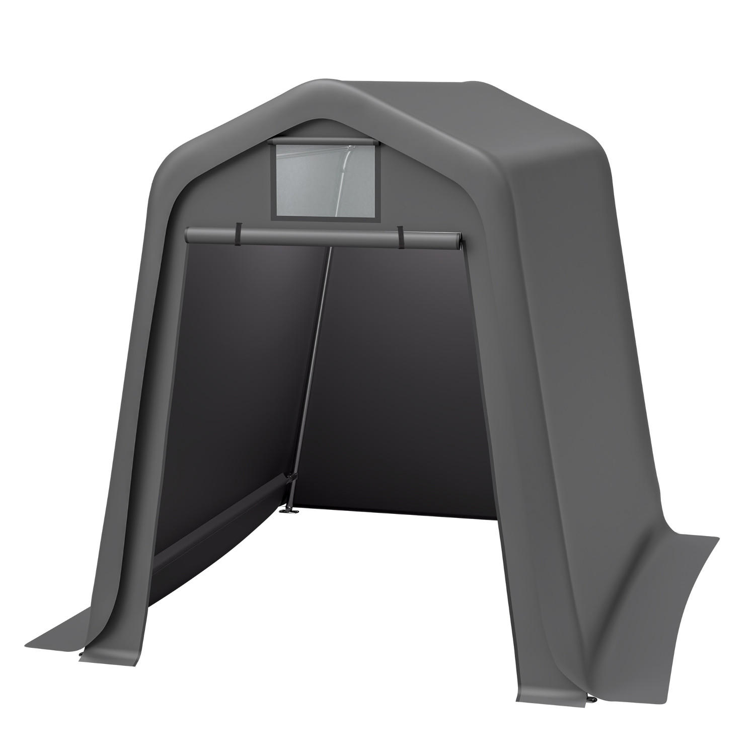 GERÄTEHAUS 245/183/217 cm Grau mit Rollos - Grau, Metall (245/217/183cm) - Oxeza