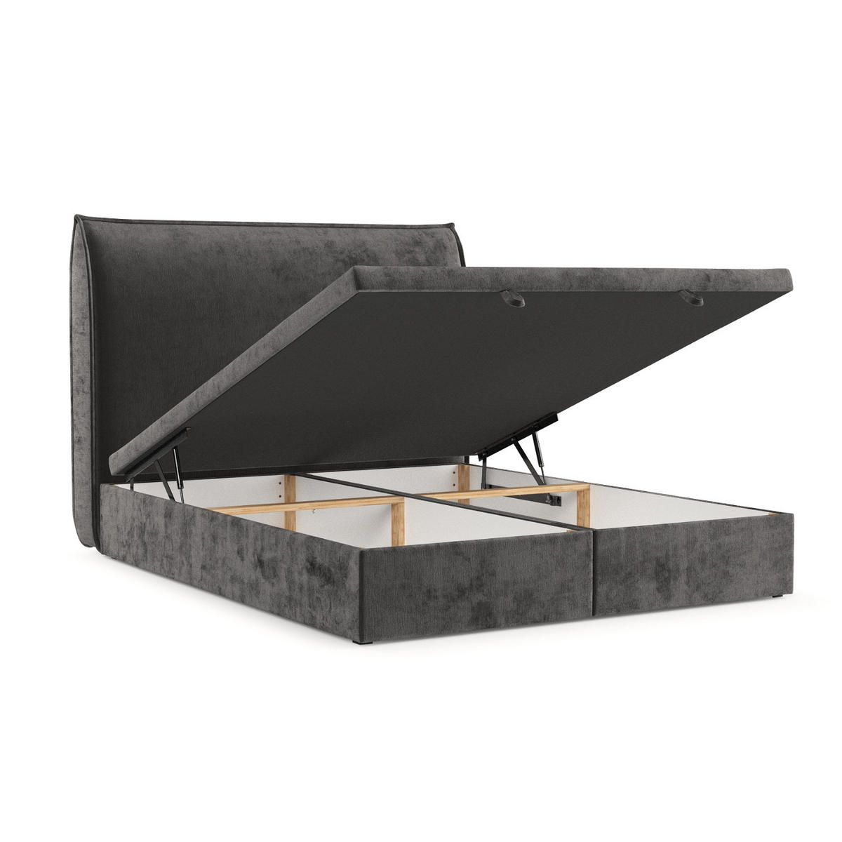 POLSTERBETT Tuvalu mit Stauraum 180/200 cm Stahl im Lotta Stoff - Schwarz/Graphitfarben, Holz/Holzwerkstoff (180/200cm) - AltaBeds