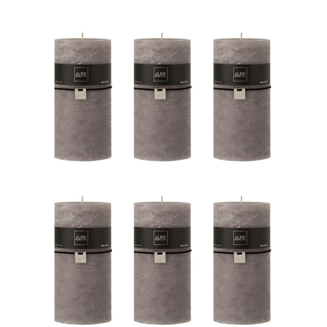 DUFTKERZE ZART - Grau - XXL - 150 Std. - 6er set - Grau, Paraffin (10/20cm) - J-Line
