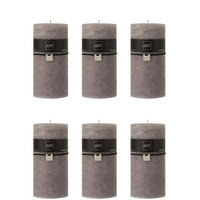 DUFTKERZE ZART - Grau - XXL - 150 Std. - 6er set - Grau, Paraffin (10/20cm) - J-Line