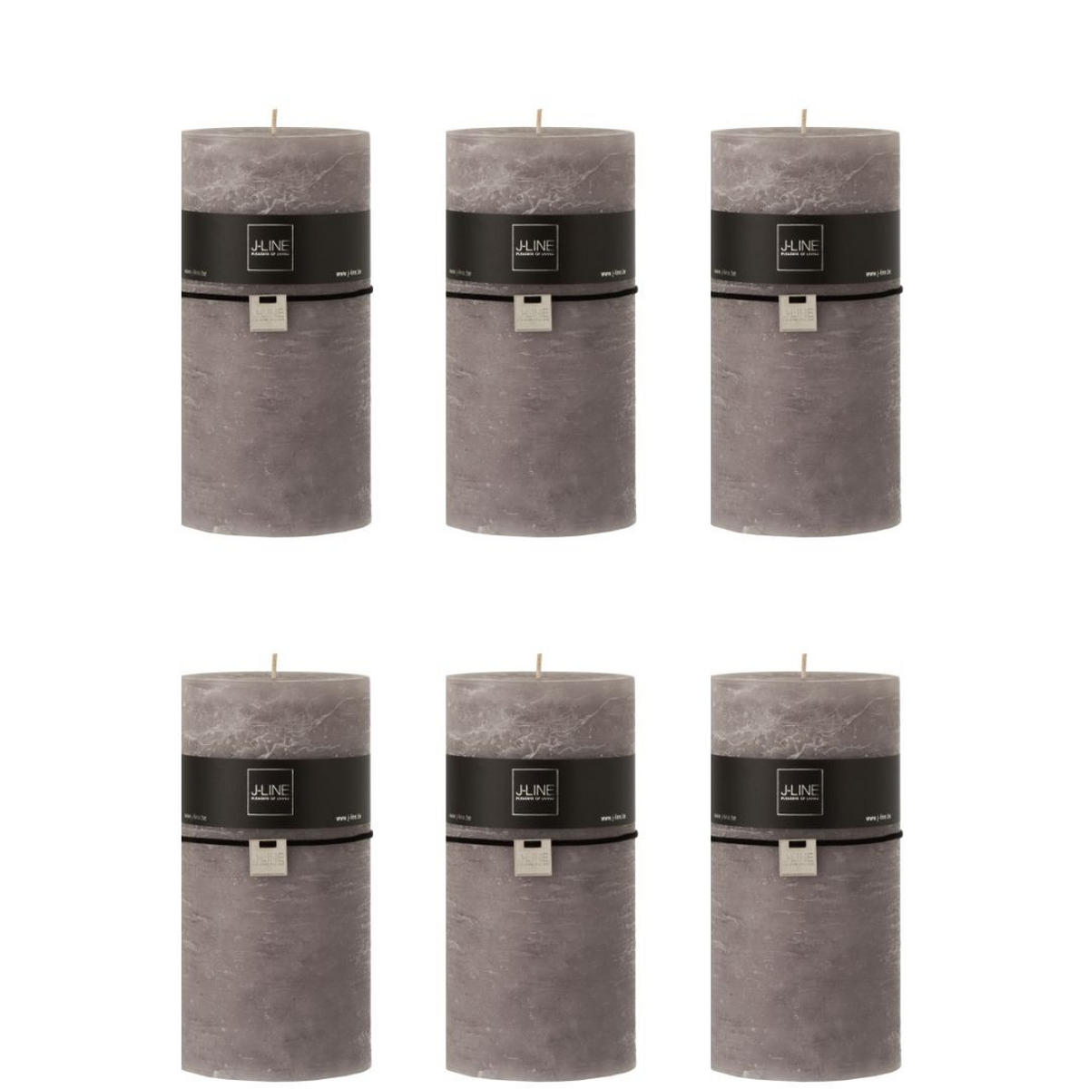 DUFTKERZE ZART - Grau - XXL - 150 Std. - 6er set - Grau, Paraffin (10/20cm) - J-Line