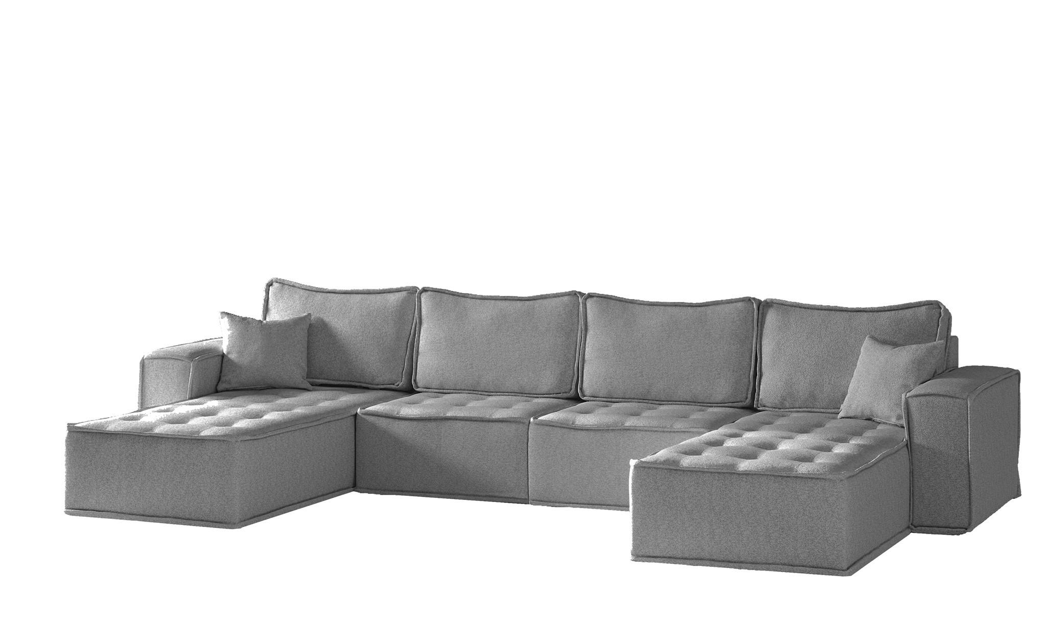 WOHNLANDSCHAFT Sande In Raven - Grau, Holzwerkstoff/Textil (372/85/192cm) - Fun Möbel