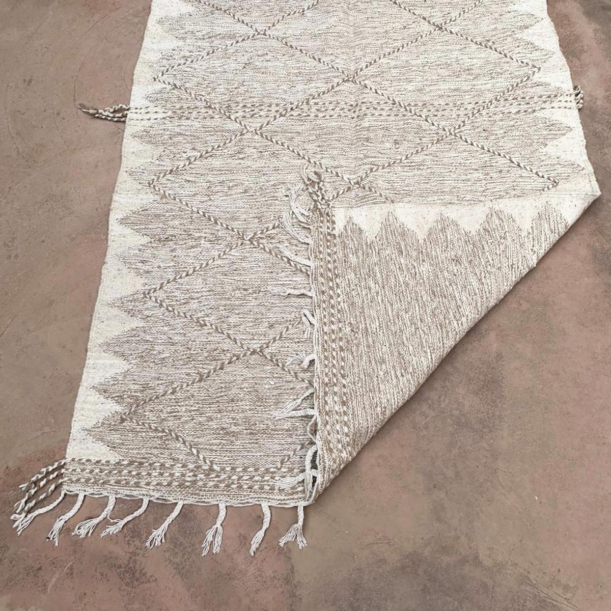 BERBERTEPPICH Kelim Marokko Wolle 200x 300 cm - Beige, Naturmaterialien (200/300cm) - AFK Living