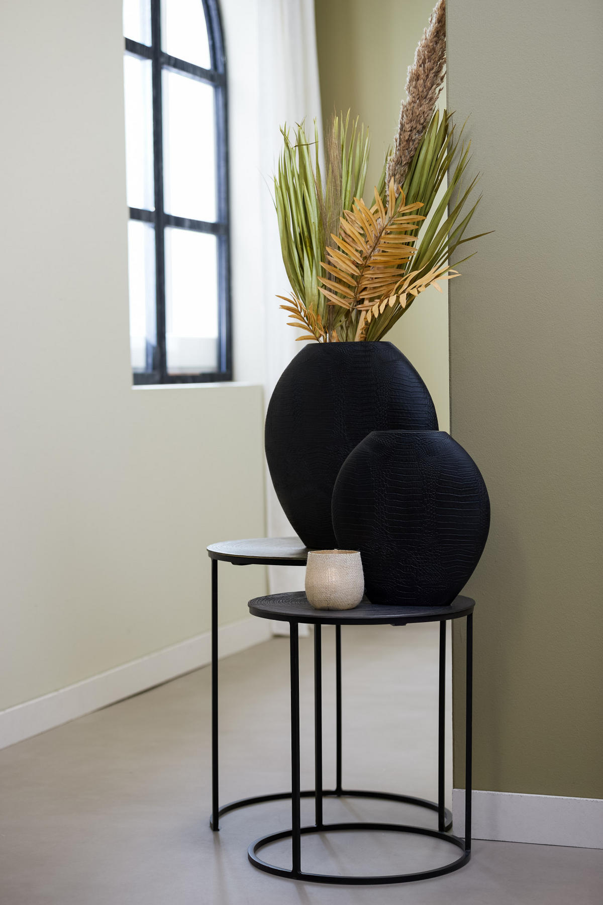 VASE Skeld Schwarz 39/11/40 cm - Schwarz, Kunststoff (40cm) - Light & Living