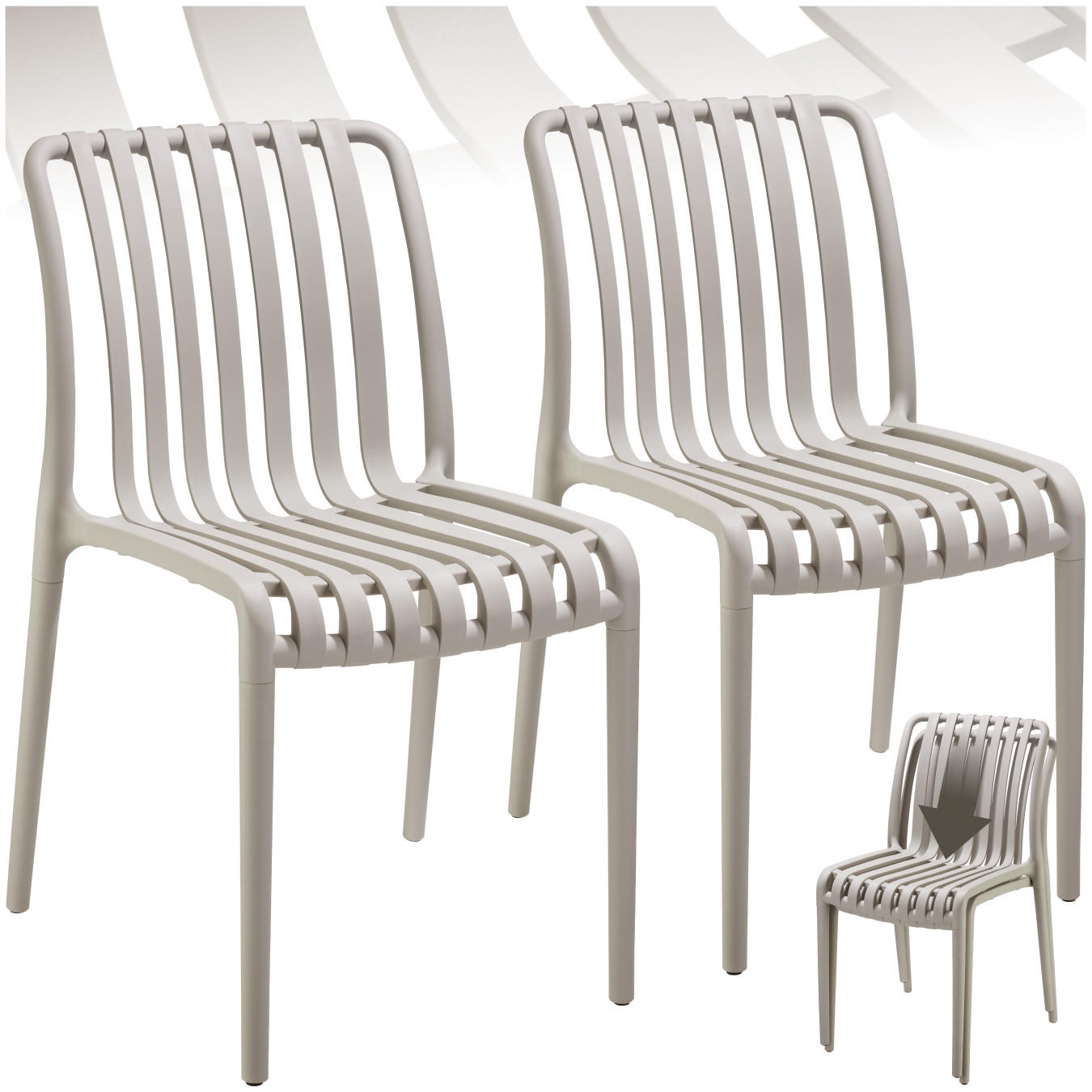 GARTENSTÜHLE Alcudia,47 x 58 x 80,5 cm, Belastbarkeit 110 kg,taupe - Taupe, Textil (47/80.5/58cm) - tectake