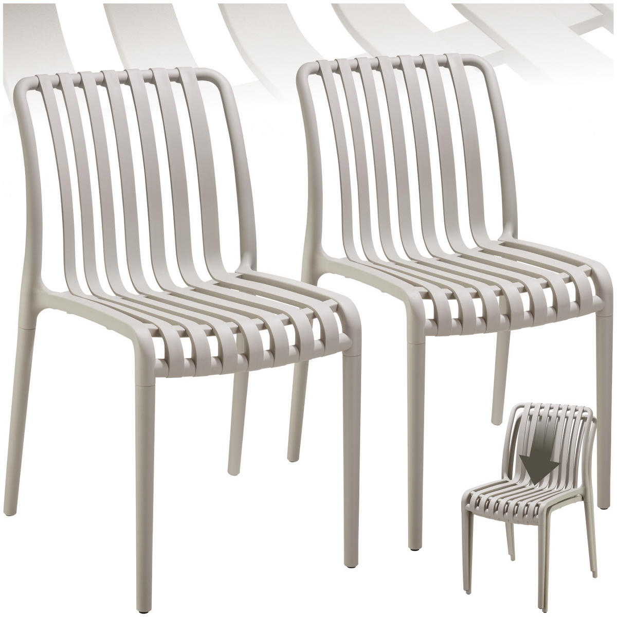 GARTENSTÜHLE Alcudia,47 x 58 x 80,5 cm, Belastbarkeit 110 kg,taupe - Taupe, Textil (47/80.5/58cm) - tectake