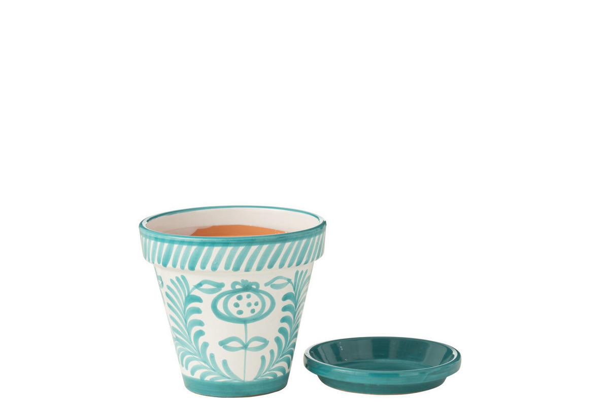 BLUMENTOPF GRANADA PATTERN - Töpferei - Aqua - M - Ø 27 cm - Multicolor, Keramik (27/25cm) - J-Line