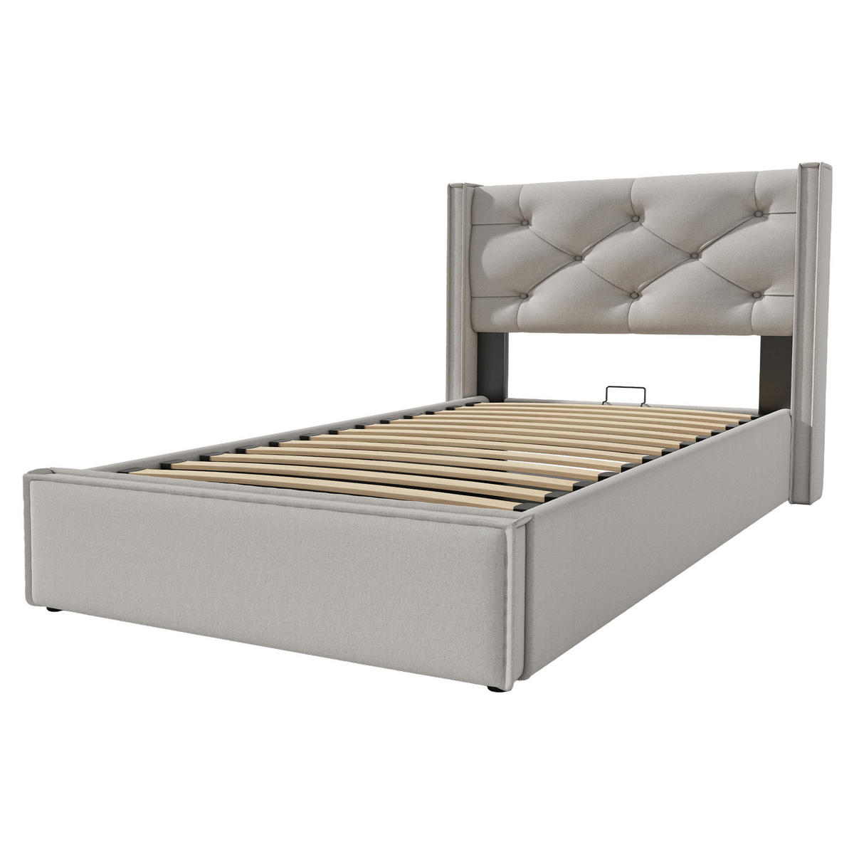 STAURAUMBETT 90/200 cm DE-00257, in Hellgrau, Metallrahmen - Hellgrau, Metall (90/200cm) - ComfortXL